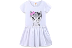 Mud Kingdom Little Girls Cotton Dress Short Sleeve Summer Casual Dress