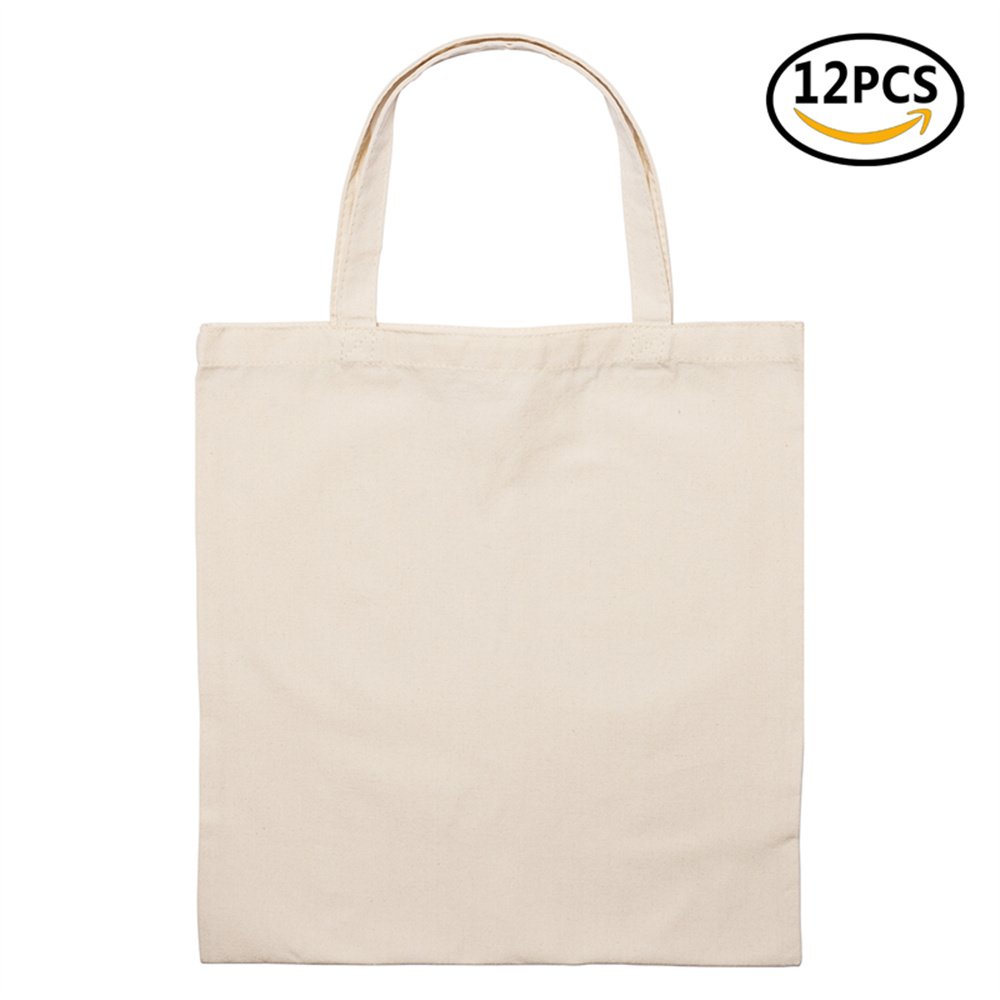 BigFasbag Cotton Grocery Pack Reusable Natural Durable Package for Shopping Gift Carry Fabric, 8oz Thickness, 12 pieces, 15''Wx16.5''H, white