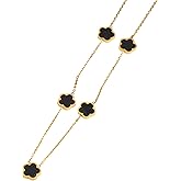 Generic 18K Yellow Gold Four Leaf Clover Necklace, Cute Colorful Clover Pendant - Lucky Clover Necklace For Women, Alhambra Necklace, Birthday Valentine Graduation Gifts