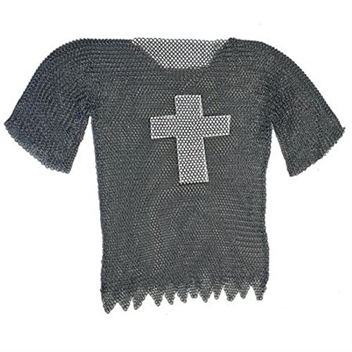 Blackened Order Of The Dark Knight's Templar Cross Haubergeon Chain Mail Extra Large XL Armor Shirt