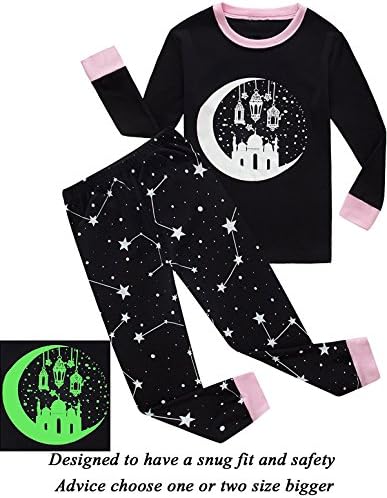 Dolphingirls Girls Pajamas Castle Glow-In-The-Dark Kids PJS 100% Cotton Toddler Sleepwear Size 10T