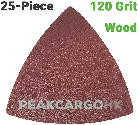 25-Piece 120-Grit Triangular Hook &amp; Loop Abrasive Paper Sandpaper Sanding Sheets - Wood Universal Oscillating Fein Dremel Bosch Makita Rockwell
