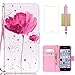 iPhone 5C Case,iPhone 5C Wallet Case,5C Case,CASELAND Flip Cover Wallet PU Leather with Stand + Lanyard Case for iPhone 5C - Lotus