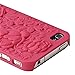 Snap-on Case Compatible with Apple iPhone 4 / 4S, Hot Pink 3D Rose Sculpture