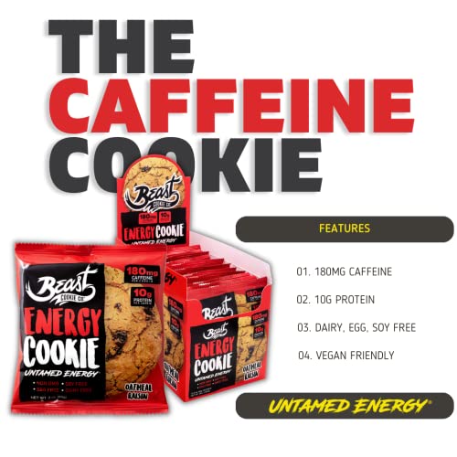 Beast Energy Cookie, Protein Cookie Contain 180mg of Caffeine & 10g