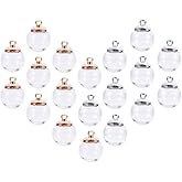 PH PandaHall 50 pcs 12mm Mini Empty Clear Glass Globe Bottles Wish Ball Bottles DIY Pendant Charms with Platinum & Golden Brass Bails Cap for Earring Pendant Necklaces DIY Jewelry Making