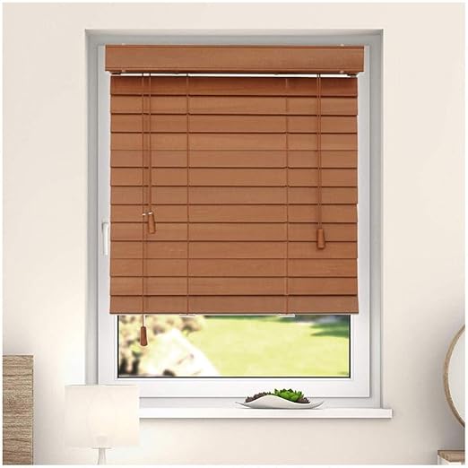 Yjfeng Echtes Holz Jalousien Fenster Lamellen Vorhange Licht Einstellen Trennwand Amazon De