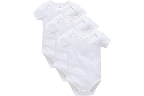 kavkas Baby Boy Bodysuit Cotton Short Sleeve Basic Undershirt Solid Baby Classic Clothes 3 Pack, 0-24 Months
