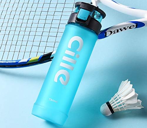CILLE Sports Water Bottle, BPA-Free PC Plastic Water Bottle with Locking Flip-Flop Lid, Leakpoof and Dirtproof Cap, 730ml Bottle Portable for Outdoor Hiking Camping Travel