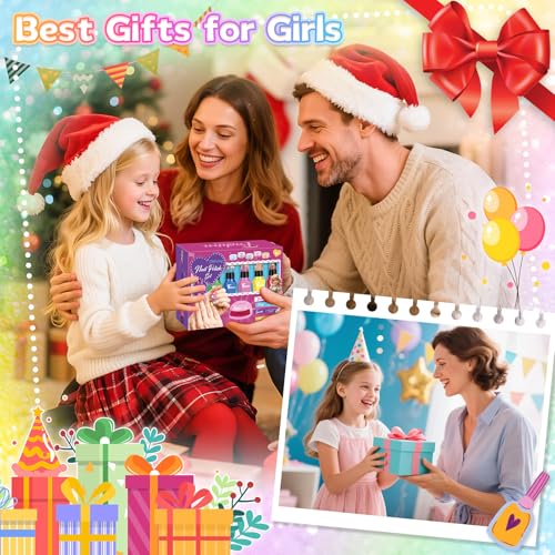 Kids Nail Polish Sets, Gifts for 6 7 8 9 10 Year Old Girl, Birthday Presents Girls Toys Age 5-12, Peel Off Nails Varnish Set Kids With Nail Dryer