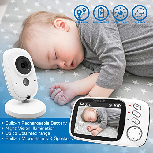 Video Baby Monitor Long Range Upgraded 850’ Wireless Range, Night Vision, Temperature Monitoring