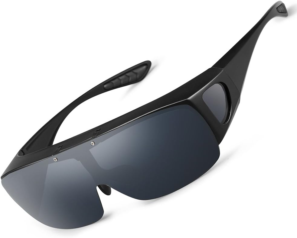 WELUK Polarized Lens Over sunglasses Wraparound Flip Up Fit Over Prescription Glasses UV 400 for Women & Men
