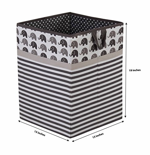 Bacati Elephants Unisex Fabric Collapsible Hamper, Grey