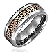 Cavalier Jewelers 8MM Comfort Fit Titanium Wedding Band | Engagement Ring with Rose Gold-Plated Celtic Knot Triquetra Over Black Carbon Fiber Inlay | Beveled Edges