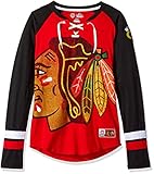 NHL Chicago Blackhawks Women's Hip Check Long Sleeve Lace-Up Tee, X-Large, Red/Black/White