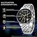 BUREI Men's Multifunction Chronograph Wrist Watch Stainless Steel Bracelet Sapphire Father's Day Gifts (Black-Gold)