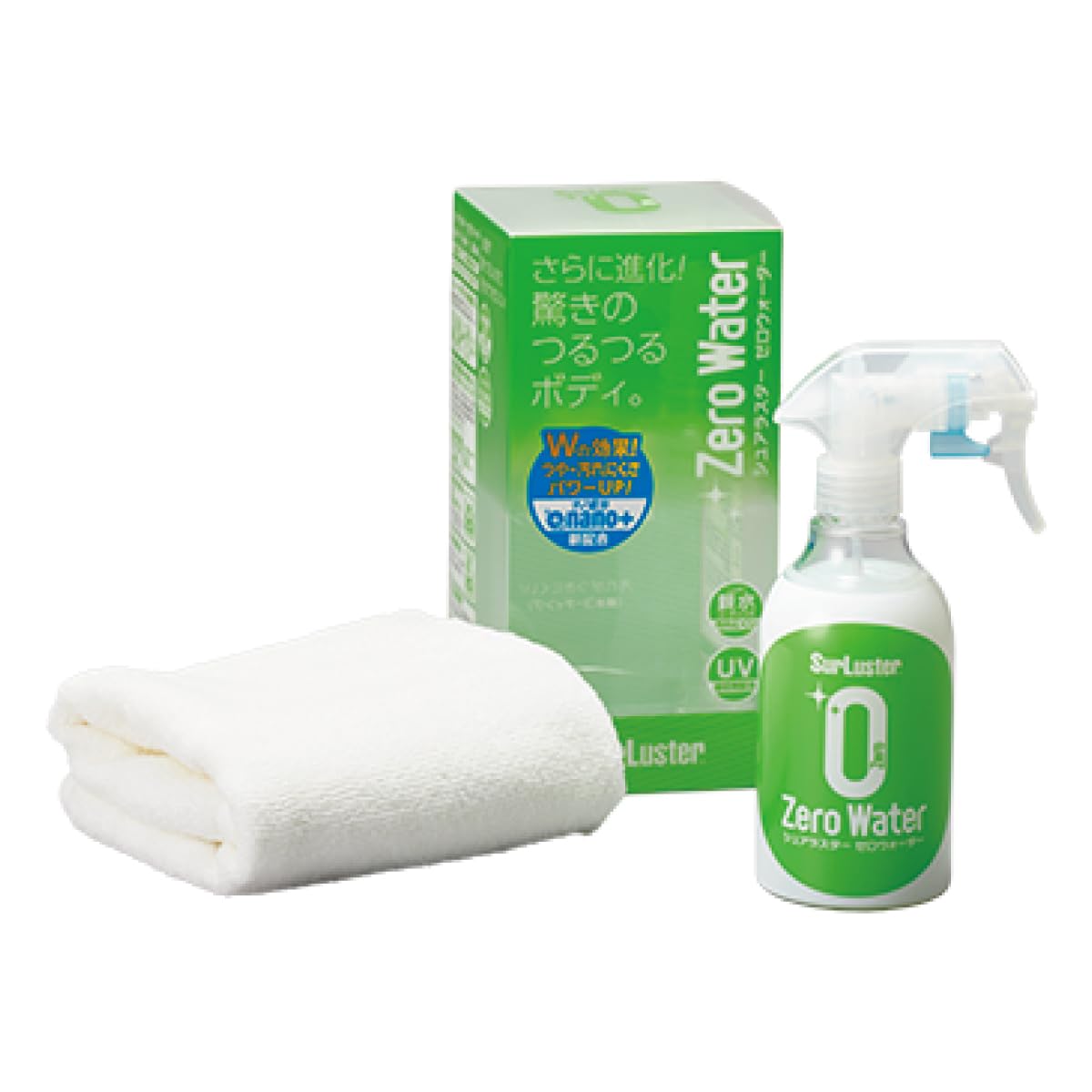 SurLuster(シュアラスター) ゼロウォーター 280ml 親水 ガラス系コーティング 約2ヶ月耐久 艶 光沢 紫外線吸収剤 UV 保護 車 バイク 自転車 簡単施工 洗車 クロス付き スプレーコーティング S-108商品画像