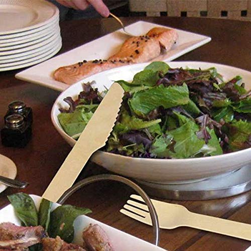 Knives(100) And Spoons(100) - Disposable Wooden Cutlery 300 Pack Ks Knives And Spoons Perfect Alternative Plastic P215 - Gray Butterfly Under Rooster Party Microwave Mikasa Knives(100) Por - Thumbnail 5