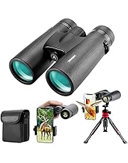12x42 HD Binoculars for Adults with Upgraded Phone Adapter, Tripod and Tripod Adapter - Large View Binoculars with Clear Low Light Vision - Waterproof Binoculars for Bird Watching Hunting Travel