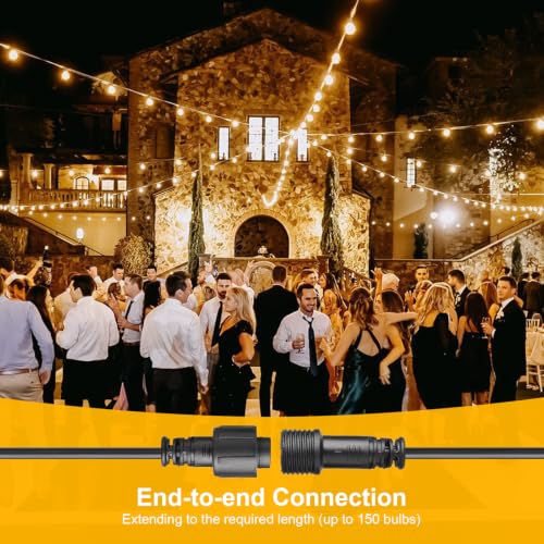 FARNY LED Outdoor Light Chain 30M/100FT G40 50+2 IP45 Waterproof Garden Lights, 24 V Warm White Light Chain for Garden, Wedding/Home/Coffee/Gazebo