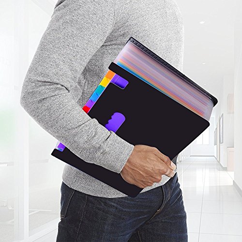 Expanding Files Folder 24 Pockets ,CNASA Large Capacity Expandable Business File Folder Portable Accordion A4 Document Expander Bag Colourful Tabs Wallet Briefcase Office Classroom Use, Self Standing