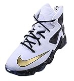 Nike Boys' Lebron XII (GS) Basketball Shoes-White/Metallic Gold/Blk