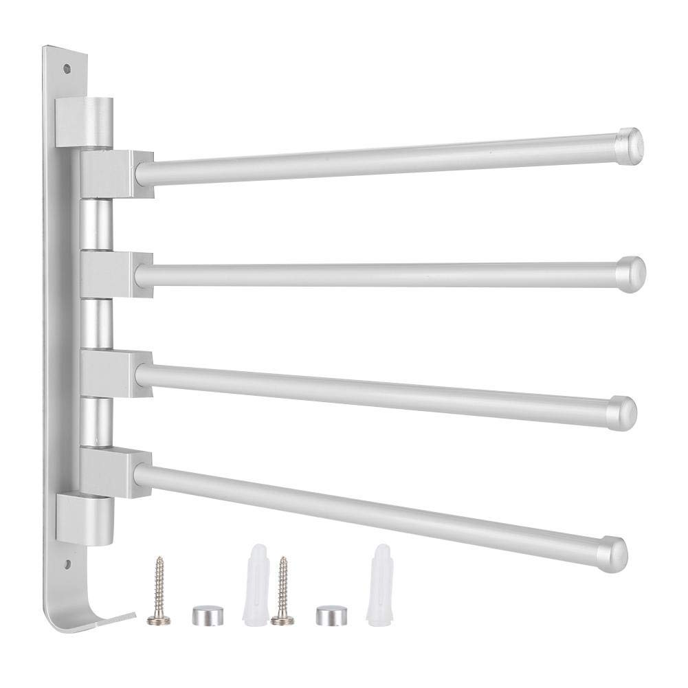 Swivel Towel Rail Rack, Bathroom Towel Rack Shelf with Multi Towel Bar, Wall Mounted Towel Rack Holder with Hook (4 Rods with Hook)
