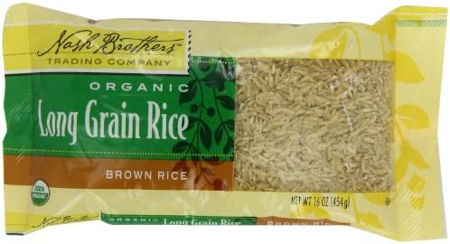 Nash Brothers Trading Organic Long Grain Rice, Brown, 16 Ounce (Pack of 12)