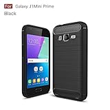 Yhuisen Ultra Light Carbon Fiber Armor ShockProof Brushed Silicone Grip Case For Samsung Galaxy J1 Mini Prime (Color : Black)