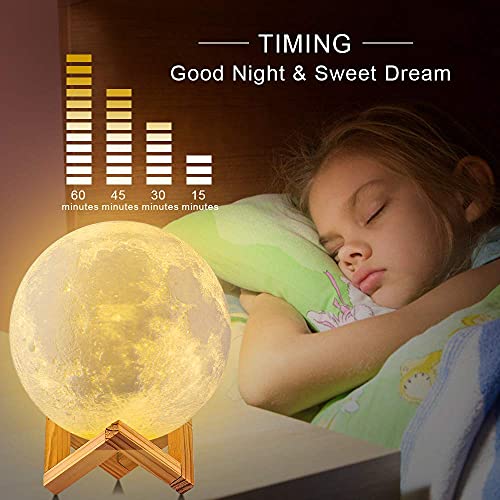 Moon Lamp Moon Night Light，3D Printing 16 Colors Moon Light with Stand & Remote &Touch Control and USB Rechargeable Decorative Light Up Moon Light for Baby Kids Lover Birthday Party Gifts (4.8 Inches)
