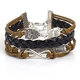 S.S(SportSpirit)Brown Bracelet Owl Love Infinity Friendship Braided Rope Leather Steampunk Adjustable Vintage Style Wish