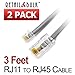 RetailAndBulk (2 Pack) 3 Feet RJ11 6P4C to RJ45 8P8C Interconnect Telephone Cable (36 Inches, Gray)