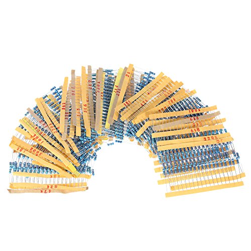 KKmoon 1000pcs 1/2W 50 Values 0.1 ohm to 3.6M ohm Metal Film Resistors Assortment Kit Electronic Components