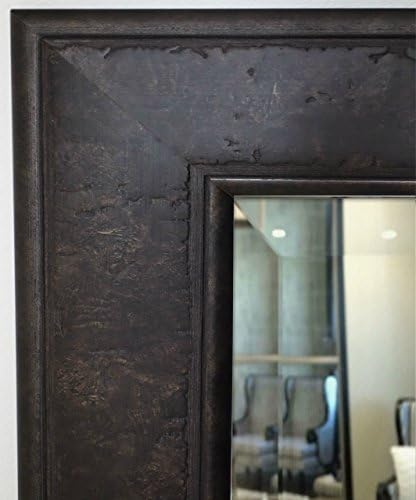West Frames Marcello Rustic Rectangular Framed Wall Mounted Mirror (24" x 28", Dark Charcoal Brown)