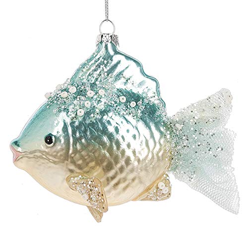 MidwestCBK Beaded Glass Fish Ornament Beachfront Decor