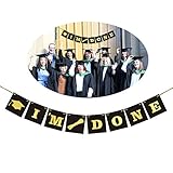 OULII Graduation Banner for Graduations Party Decorations 1313CM Gold Gilding I'M DONE with 3M Golden Ribbon Plastic Threader
