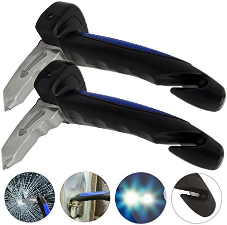 2-Pack Car Handle Automotive Standing Aid Car Assist Cane Vehicle Emergency Escape Tools with 3-in-1 Built in Flash Light + Window Breaker + Seat Belt Cutter