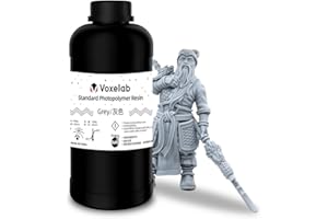 VOXELAB 3D Printer Resin, Rapid Resin LCD UV-Curing Resin 405nm Standard Photopolymer Resin for LCD 3D Printing, High Precision & Quick Curing & Excellent Fluidity - 1000g (Grey)