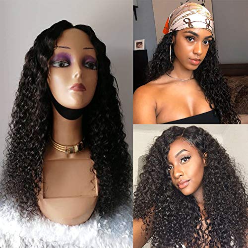 Lace Front Wigs Human Hair Curly Wave 13x4 Kinky Curly Lace Front Wig Human Hair Pre Plucked with Baby Hair Brazilian Wet and Wavy Lace Frontal Wig for Women 150% Density Natural Black Color 20 Inch