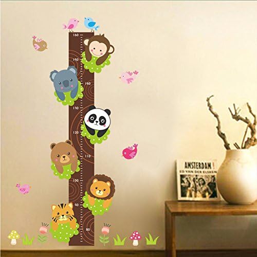 Kids Wall Stickers height Measure Growth Chart Cute Cartoon Animal Ruler Removable Vinyl Decal Mural Sticker for Children Bedroom,Nursery,Playroom Mural Art DIY