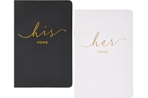 Urnseh Wedding Vow Books His And Hers, Officiant Book For Wedding Ceremony, Gold Foil Wedding Notebook Bride Groom Booklet For Wedding Gifts, 28 Pages, 5.9" X 3.9", Wedding Journal, Black Beige