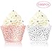 BAKHUK 100pcs Lace Cupcake Wrapper, Laser Baking Cup Liners Holders Muffin Case Trays for Wedding Anniversary Baby Shower Birthday Party Decoration (White and Pink)
