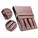 Pen Pouch Case Organizer PU Leather Holder for 4 Fountain Roller Ball Pens Storage Separate Slot Brown