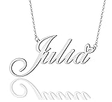 AOLO Julia Heart Name Necklace Silver Stainless