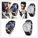 KIOP Men's Luxury Fashion Faux Leather Mens Blue Ray Glass Quartz Analog Watches