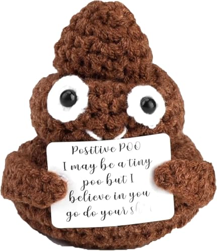 Positive Poo, Positive Emotional Support Poo, Emotional Support Gifts, Crochet Gift, Handmade Knitted Doll with Positive Affirmation Cards, Birthday Gifts for Women, Men and Kids