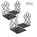 Bookends, Decorative Book Ends Metal Heavy Duty Book Support for Shelves Non-Skid for Office Desk School Library Organizer Gift, 7 x 6.1 x 8.6 inch Black (2 Pairs)