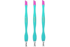 IVON 3 Pack Nail Cuticle Trimmer Pusher Remover, Double End & Plastic Handle (Green)