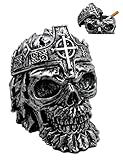 Atlantic Collectibles Crowned Greenman King Skull Decorative Cigarette Ashtray Figurine With Lid 4.25