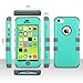 ULAK iPhone 5C Case, Shockproof Soft Silicone Rubber Hard Plastic Hybrid Heavy Duty Protection Kidproof High Impact Case Cover for Apple iPhone 5C-Glossy Mint/Grey